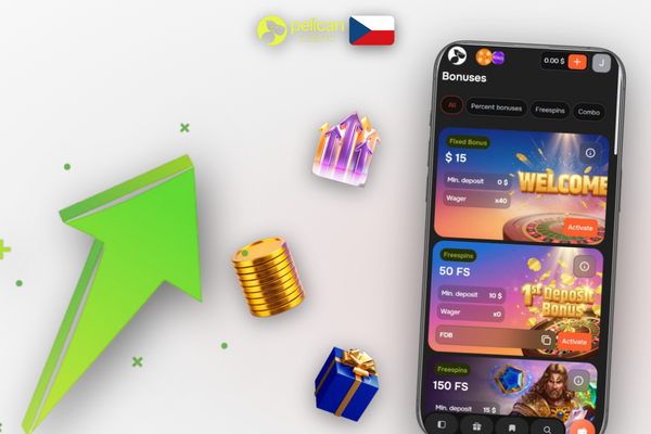 Pokladna Pelican Casino s polem pro bonusový kód PC180 a platební metodou Visa